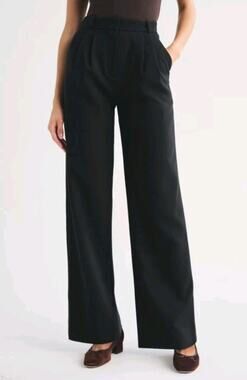 Abercrombie Fitch Black Sloan Tailored Wide Leg Pants Size 16L Quiet Luxury